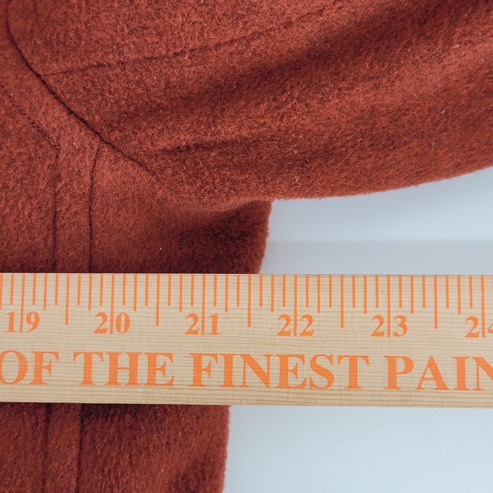 LL Bean Pea Coat Womens 12 Rust Orange Wool Quilted Lining Anchor Buttons 260345 - Picture 5 of 8